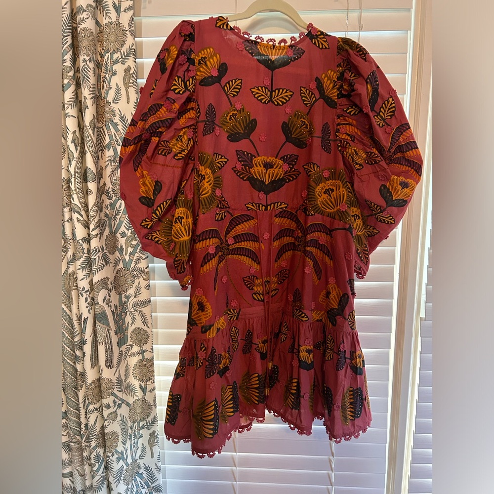 NWT plus extra buttons Farm Rio living bloom blush mini dress size large
